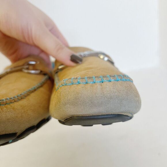 Donald J Pliner Men's Dacio Driver Tan Suede Horsebit Loafers Blue Size 10 - Picture 4 of 9